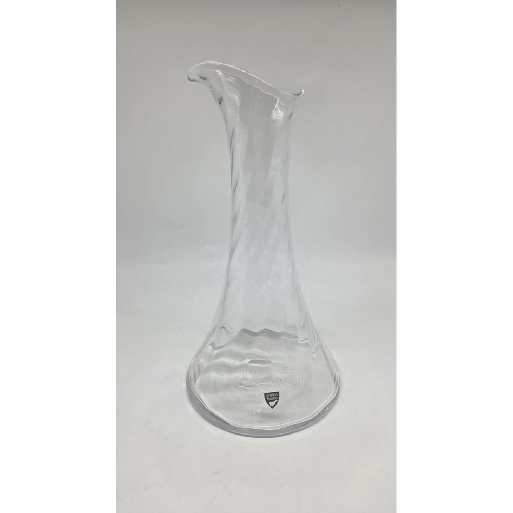 Orrefors Sweden Crystal Carafe Decanter Twisted Swirl Scandinavian Art Glass Vtg